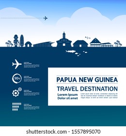  Papua New Guinea travel destination grand vector illustration.