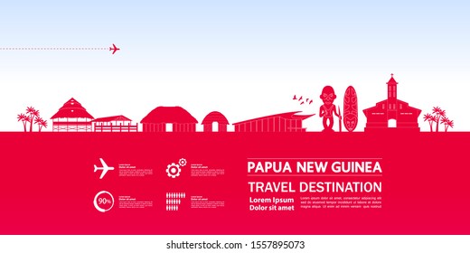  Papua New Guinea travel destination grand vector illustration.