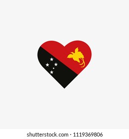 Papua New Guinea Vector Flag Inside heart shape graphic element Illustration template design
