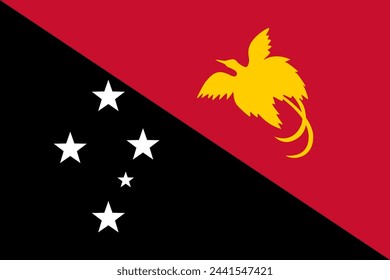 Papua New Guinea vector flag in official colors and 3:2 aspect ratio.
