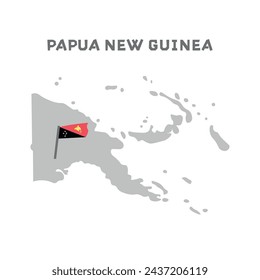 Papua New Guinea vector map with the flag inside. Map of the Papua New Guinea with the national flag isolated on white background. Vector illustration