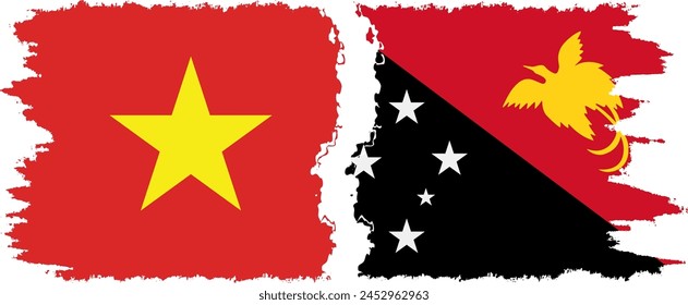 Papua New Guinea and Vietnam grunge flags connection, vector