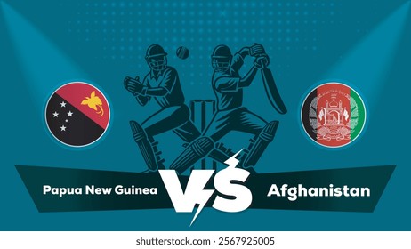 Papua New Guinea VS Afghanistan ,  Afghanistan Vs Papua New Guinea  cricket match , Cricket match concept with creative illustration.eps