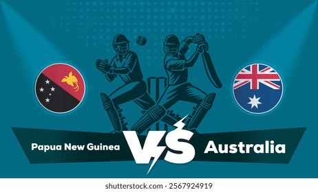 Papua New Guinea VS Australia Match , Australia Vs Papua New Guinea cricket match , Cricket match concept with creative illustration.eps