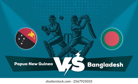 Papua New Guinea Vs Bangladesh , Bangladesh VS Papua New Guinea cricket match , Cricket match concept with creative illustration.eps