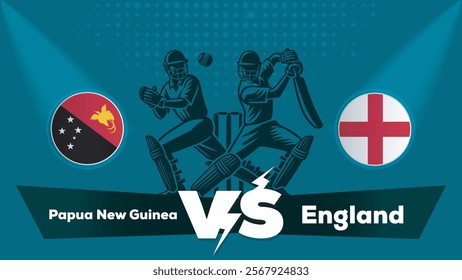 Papua New Guinea VS England Match , England Vs Papua New Guinea  cricket match , Cricket match concept with creative illustration.eps