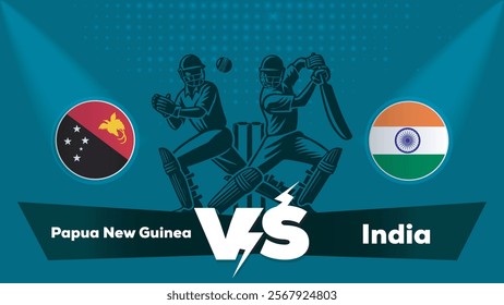 Papua New Guinea Vs India , India VS Papua New Guinea cricket match , Cricket match concept with creative illustration.eps