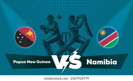 Papua New Guinea VS Namibia , Namibia Vs Papua New Guinea cricket match , Cricket match concept with creative illustration.eps