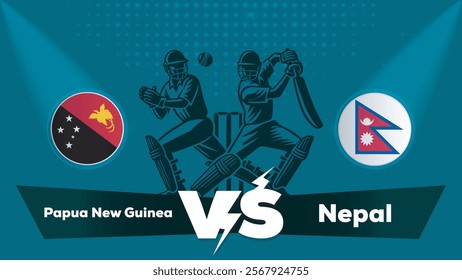 Papua New Guinea VS Nepal , Nepal Vs Papua New Guinea  cricket match , Cricket match concept with creative illustration.eps