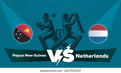 Papua New Guinea VS Netherlands , Netherlands Vs Papua New Guinea cricket match , Cricket match concept with creative illustration.eps