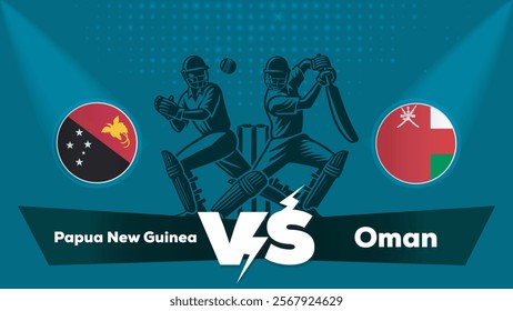 Papua New Guinea VS Oman , Oman Vs Papua New Guinea  cricket match , Cricket match concept with creative illustration.eps