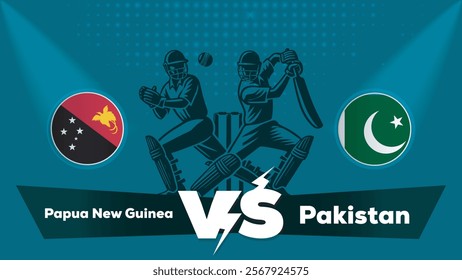 Papua New Guinea VS Pakistan Match , Pakistan vs Papua New Guinea cricket match , Cricket match concept with creative illustration.eps