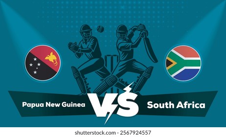 Papua New Guinea VS South Africa , South Africa Vs Papua New Guinea cricket match , Cricket match concept with creative illustration.eps