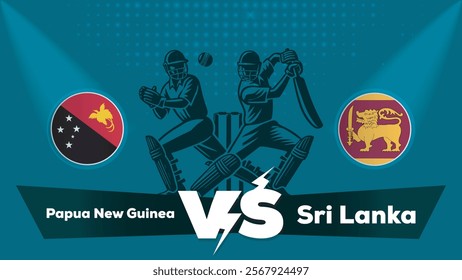 Papua New Guinea VS Sri Lanka , Sri Lanka Vs Papua New Guinea cricket match , Cricket match concept with creative illustration.eps