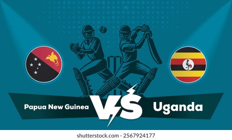 Papua New Guinea Vs Uganda , Uganda VS Papua New Guinea cricket match , Cricket match concept with creative illustration.eps