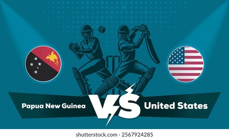 Papua New Guinea VS United States,United States vs Papua New Guinea cricket match , Cricket match concept with creative illustration.eps