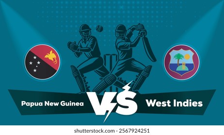 Papua New Guinea VS West Indies Match , West Indies Vs Papua New Guinea cricket match , Cricket match concept with creative illustration.eps