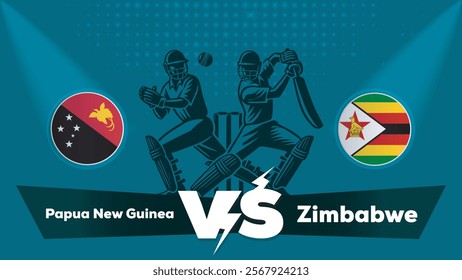 Papua New Guinea VS Zimbabwe , Zimbabwe Vs Papua New Guinea cricket match , Cricket match concept with creative illustration.eps