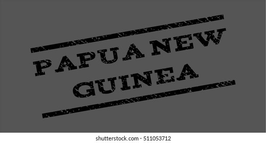 Papua New Guinea watermark stamp. Text tag between parallel lines with grunge design style. Rubber seal stamp with scratched texture. Vector black color ink imprint on a gray background.