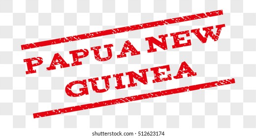 Papua New Guinea watermark stamp. Text caption between parallel lines with grunge design style. Rubber seal stamp with unclean texture. Vector red color ink imprint on a chess transparent background.