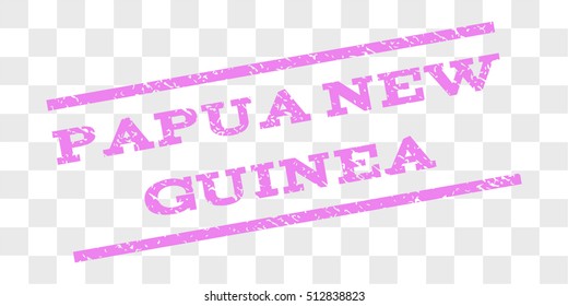 Papua New Guinea watermark stamp. Text tag between parallel lines with grunge design style. Rubber seal stamp with dust texture. Vector violet color ink imprint on a chess transparent background.