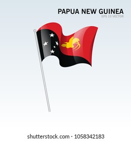 Papua New Guinea waving flag isolated on gray background