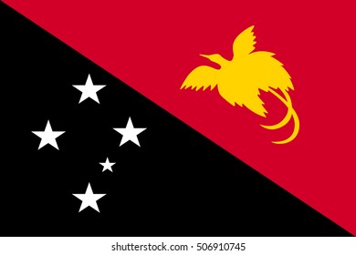 Papua New Guinean national official flag. Papuan patriotic symbol, banner, element, background. Accurate dimensions. Flag of Papua New Guinea in size and colors, vector illustration