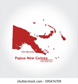 Papua New Guinei Map, With Extensive State and Capital State, Using For Business, Education, etc.