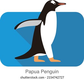 Papua penguin, Gentoo penguin, walking, vector illustration