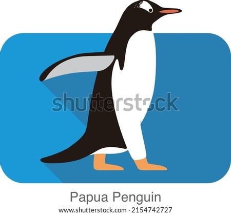 Papua penguin, Gentoo penguin, walking, vector illustration