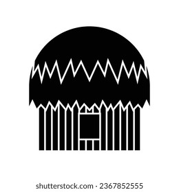 Papua traditional house vector illustration design elements, indonesian ancient architecture, rumah adat honai black silhouette