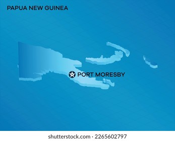 Mapa isométrico de Papúa-nueva guinea 3D con diseño de vectores Capital Mark Port Moresby