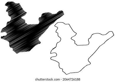 Papum Pare district (Arunachal Pradesh State, Republic of India) map vector illustration, scribble sketch Papum Pare map