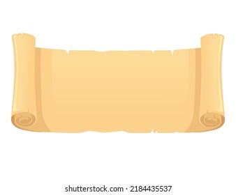 Papyrus ancient or medieval scroll with damage vector illustration isolated on white background