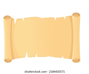 Papyrus ancient or medieval scroll with damage vector illustration isolated on white background