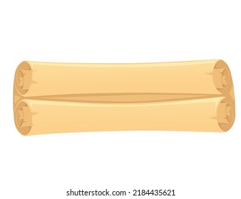 Papyrus ancient or medieval scroll with damage vector illustration isolated on white background