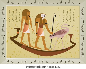 Papyrus with elements of Egyptian ancient history -vector illustration