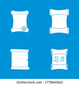 Papyrus icon set. Simple set of papyrus vector icons for web design isolated on blue background