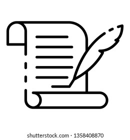 Papyrus learning icon. Outline papyrus learning vector icon for web design isolated on white background