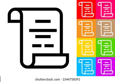 Papyrus. Line Icon With Different Color Background.