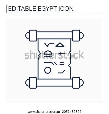 Papyrus line icon. Paper in ancient Egypt for writing or painting. Historical document with hieroglyphs.Egypt concept. Isolated vector illustration. Editable stroke