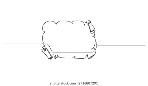 Papiro papel velho um desenho de linha desenho contínuo desenhado à mão ilustração vetorial, Um desenho de linha preto e branco de uma borda de papel rasgada, Desenho de linha contínua de um quadro de rolagem antigo