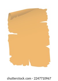 Papiro pergamino vacío con textura desgarrada vieja. Ilustración vectorial en diseño de dibujos animados aislados
