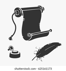 Papyrus Pen and Ink Set Vector Illustration