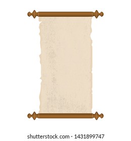 Papyrus scroll, old, with stains in grunge style, with torn edges - isolated on white background - vector.