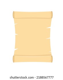Papyrus scroll, parchment paper with old texture, vector banner isolated on white background.Vintage roll for map, oll, old, bible, medieval letter. Ancient papyrus scroll eps 10