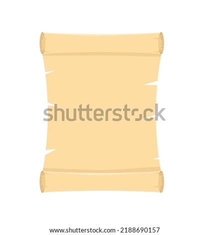 Papyrus scroll, parchment paper with old texture, vector banner isolated on white background.Vintage roll for map, oll, old, bible, medieval letter. Ancient papyrus scroll eps 10