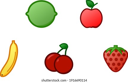 Paquete de 5 frutas en formato vectorial