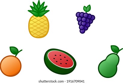 Paquete de 5 frutas en formato vectorial