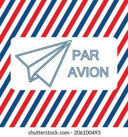 Par Avion or air mail vector illustration on the striped background